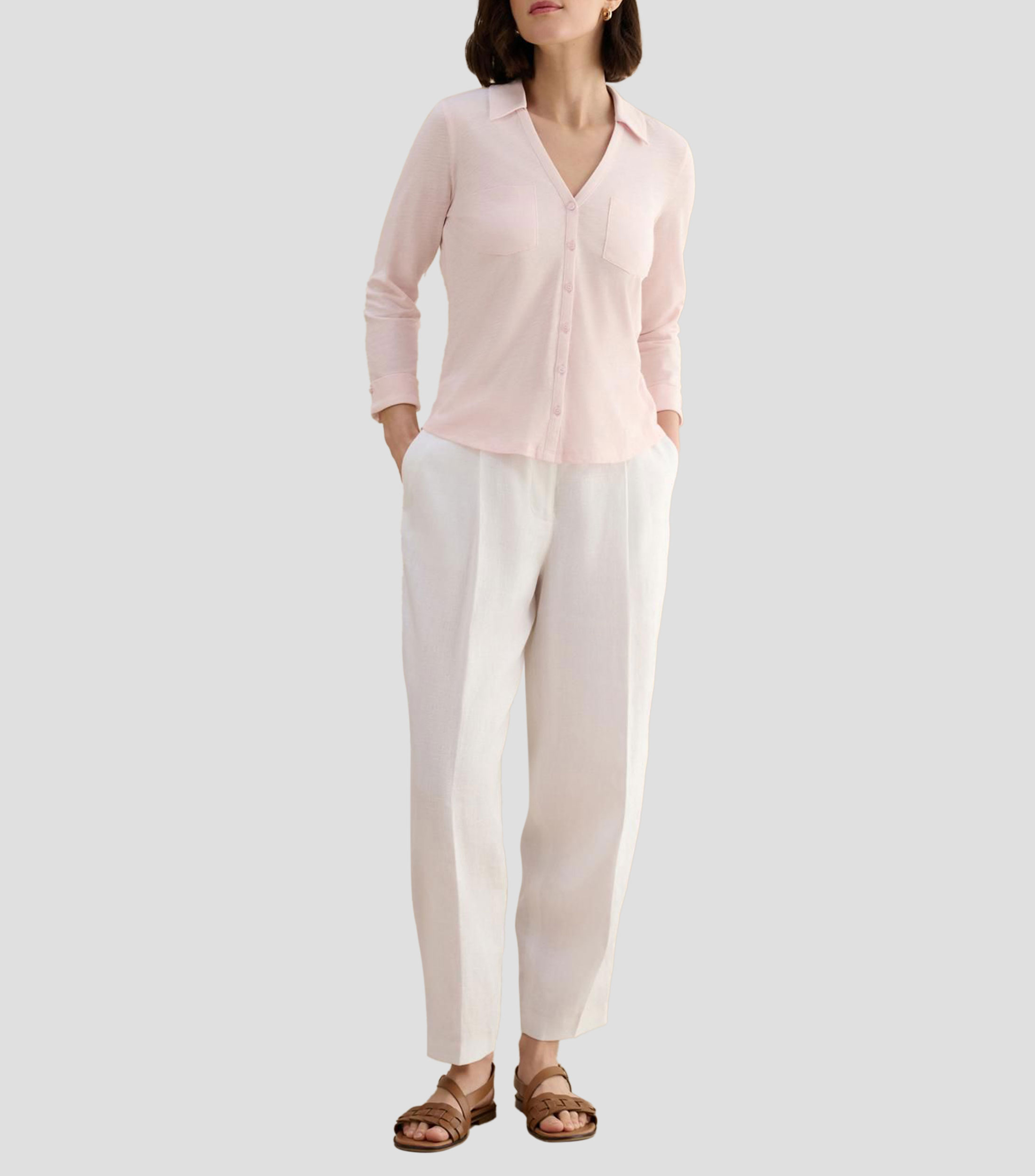 Camisa lisa manga 3/4 Mujer